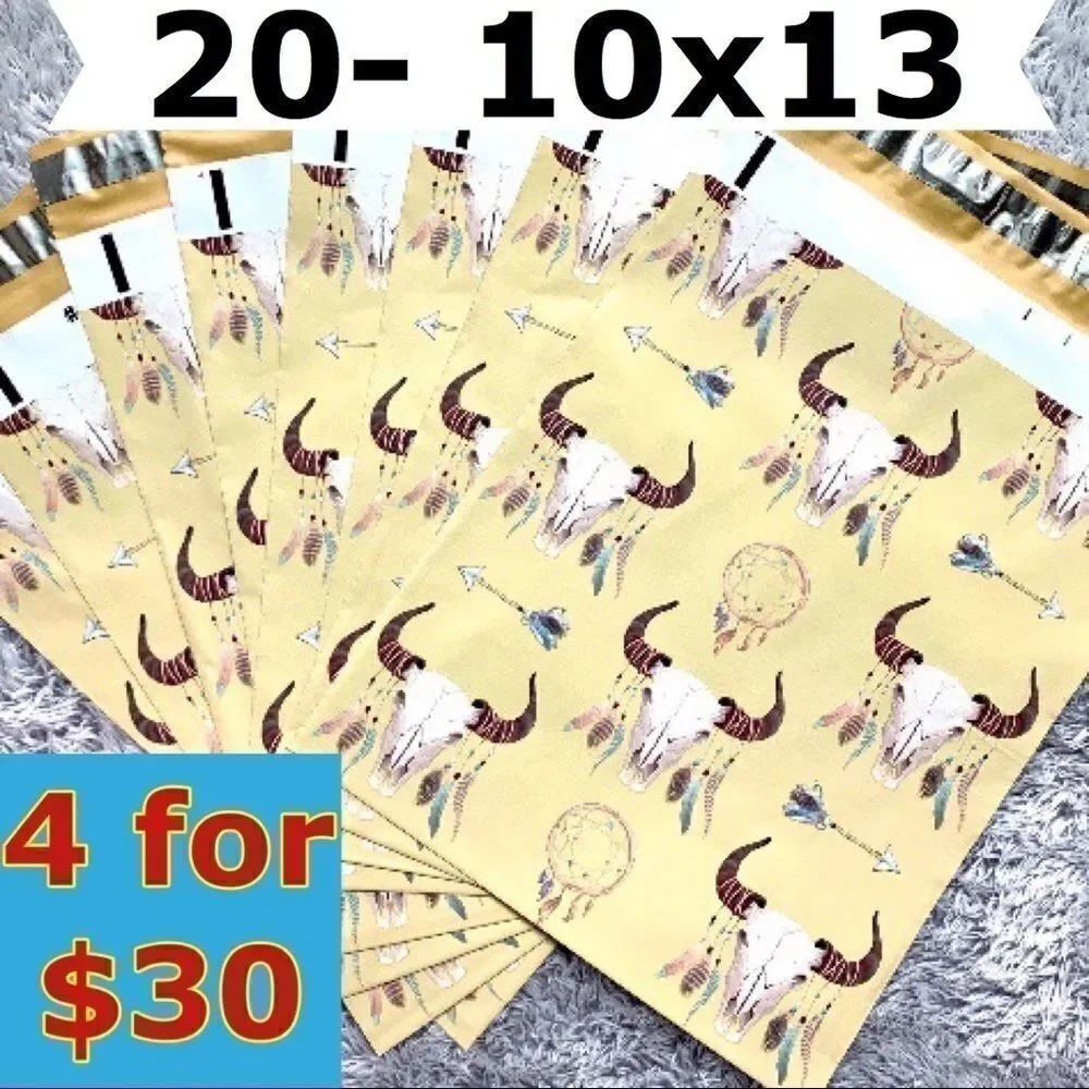 20- 10x13 Boho Skull Design Poly Mailers
